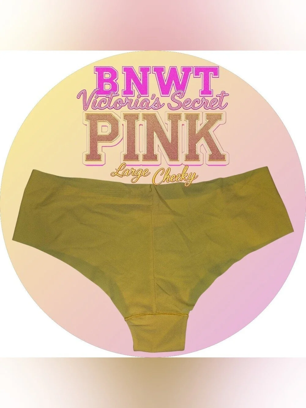 BNWT VS PINK Yellow No Show Cheekster Panties Football Graphic Size L